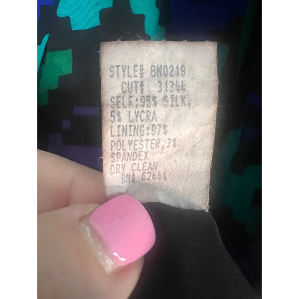 Nicole Miller Collection Silk Geometric Halter Shift Dress BN0219 Blue Green 6 - Picture 6 of 8